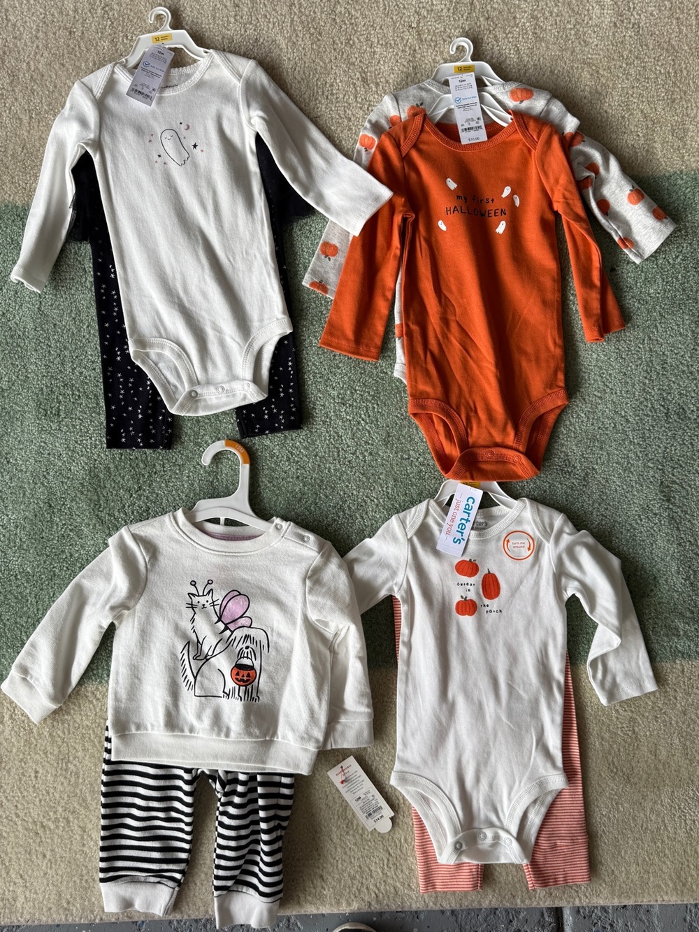NWT- 4 Sets of 12month girls fall/halloween clothing (carters and cat and jack)